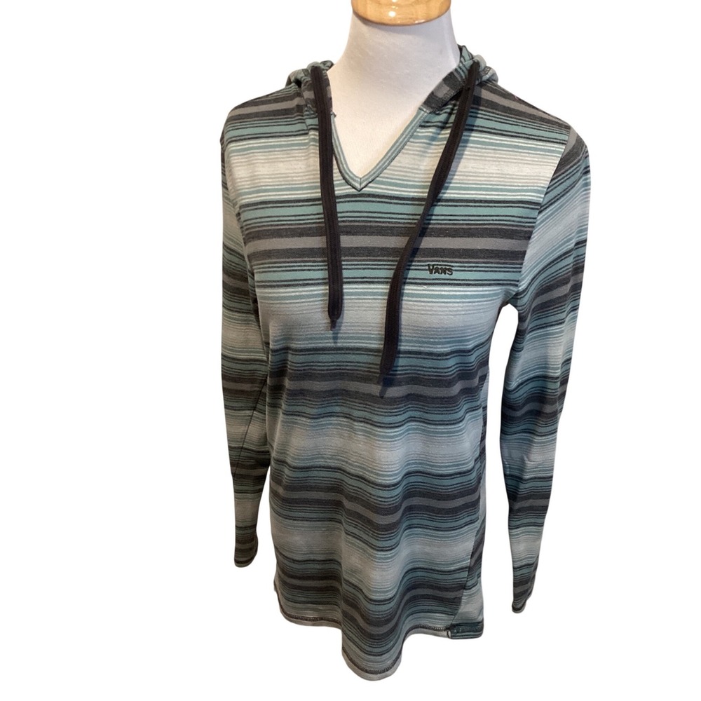 Vans Striped V Neck Hoodie Long Sleeve Casual Beach Surf Style Men Size L